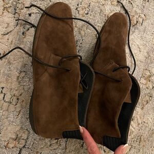 Women's Brown Suede Lace-Up Flats